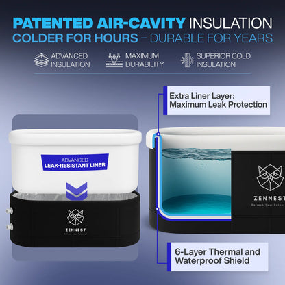 Zennest Pro Oval 140-Gallon Cold Plunge — Patented Air-Cavity, Chiller-Ready