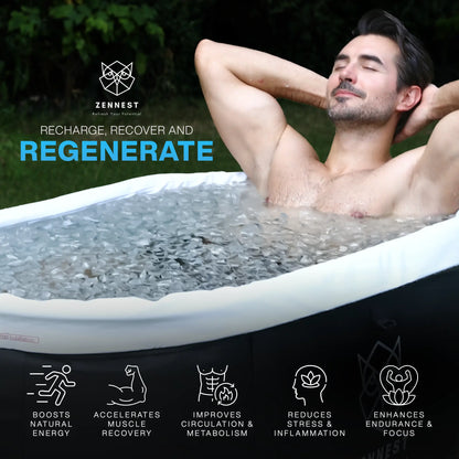 Zennest Pro Oval 140-Gallon Cold Plunge — Patented Air-Cavity, Chiller-Ready