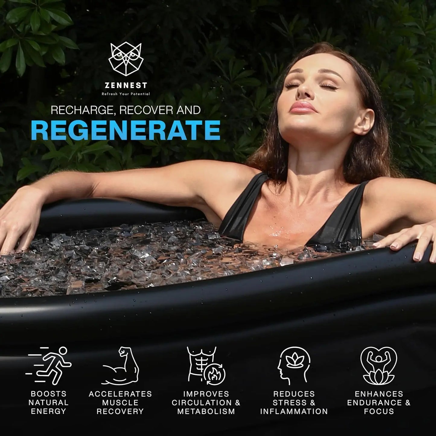 Zennest Standard Oval 150-Gallon Cold Plunge — Full-Body Comfort