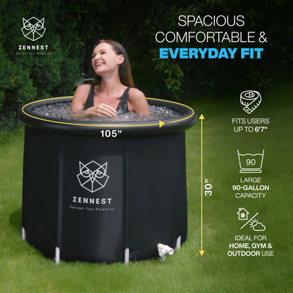 Zennest Standard Cylinder 90-Gallon Cold Plunge — Compact, Insulated