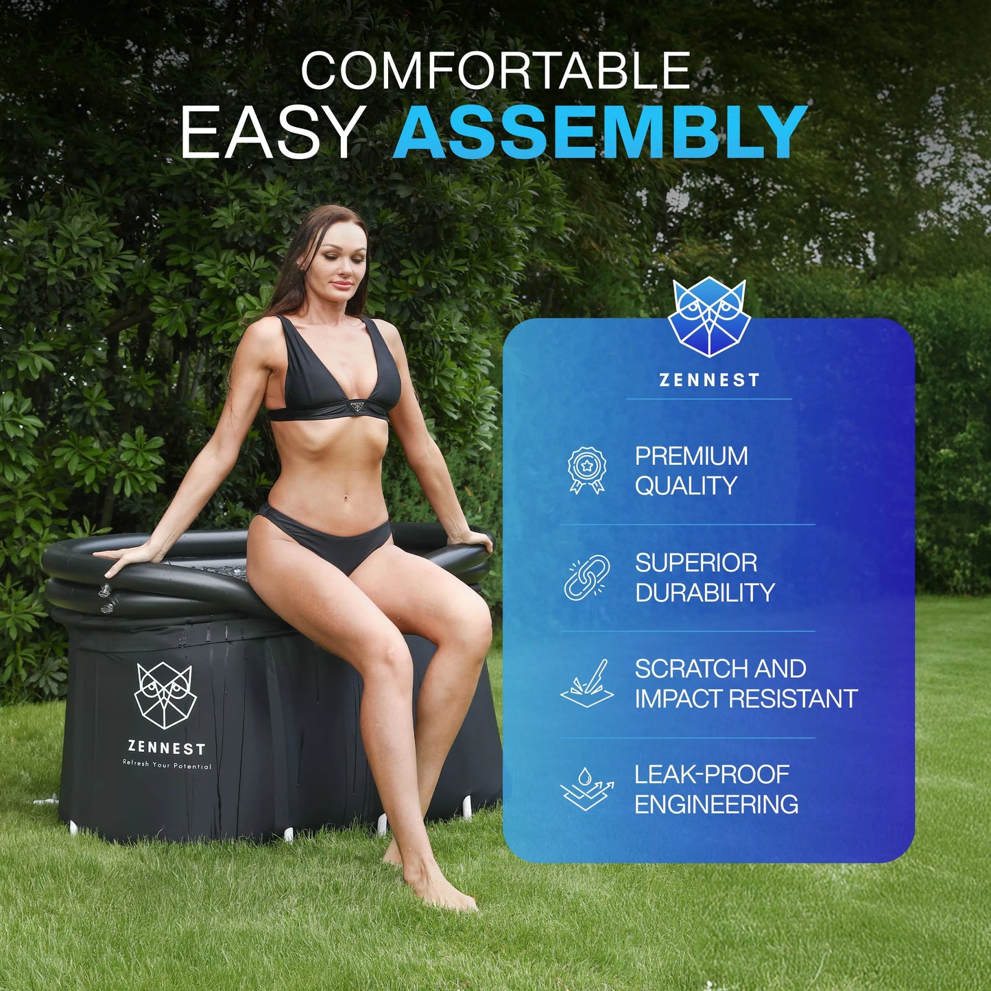 Zennest Standard Oval 150-Gallon Cold Plunge — Full-Body Comfort