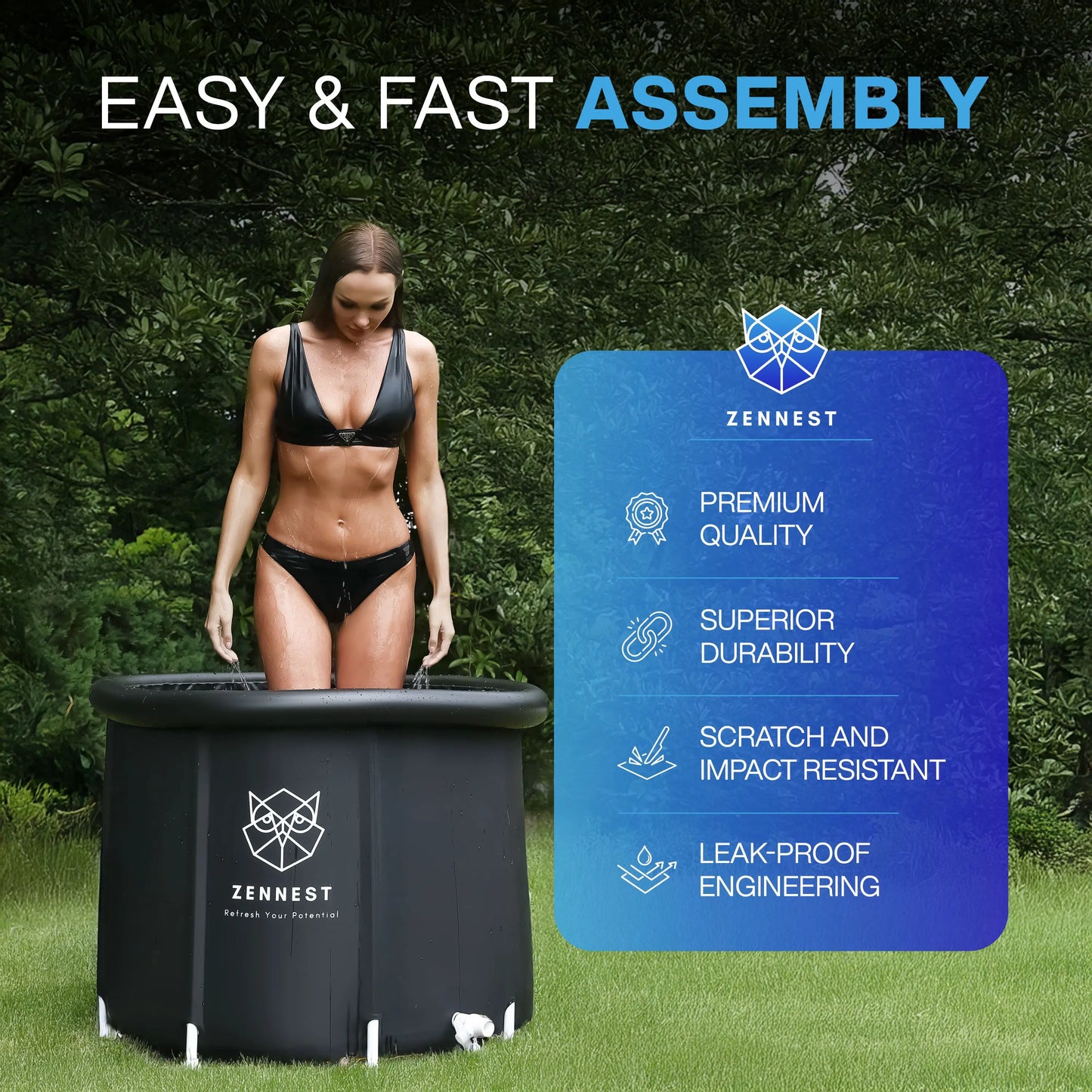 Zennest Standard Cylinder 90-Gallon Cold Plunge — Compact, Insulated