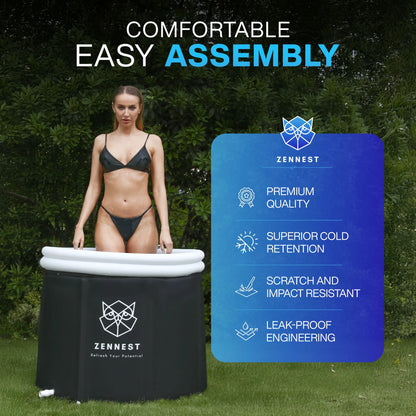 Zennest Pro Cylinder 90-Gallon Cold Plunge — Patented Air-Cavity, Removable Liner
